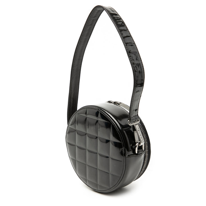 Chanel CC Choco Bar Cuir verni Rond Sac bandoulière