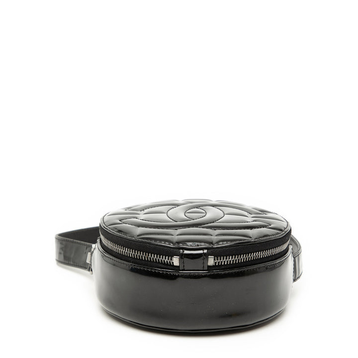 Chanel CC Choco Bar Cuir verni Rond Sac bandoulière