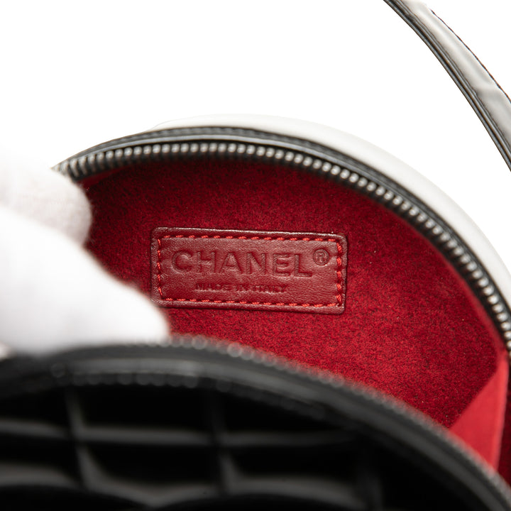 Chanel CC Choco Bar Cuir verni Rond Sac bandoulière