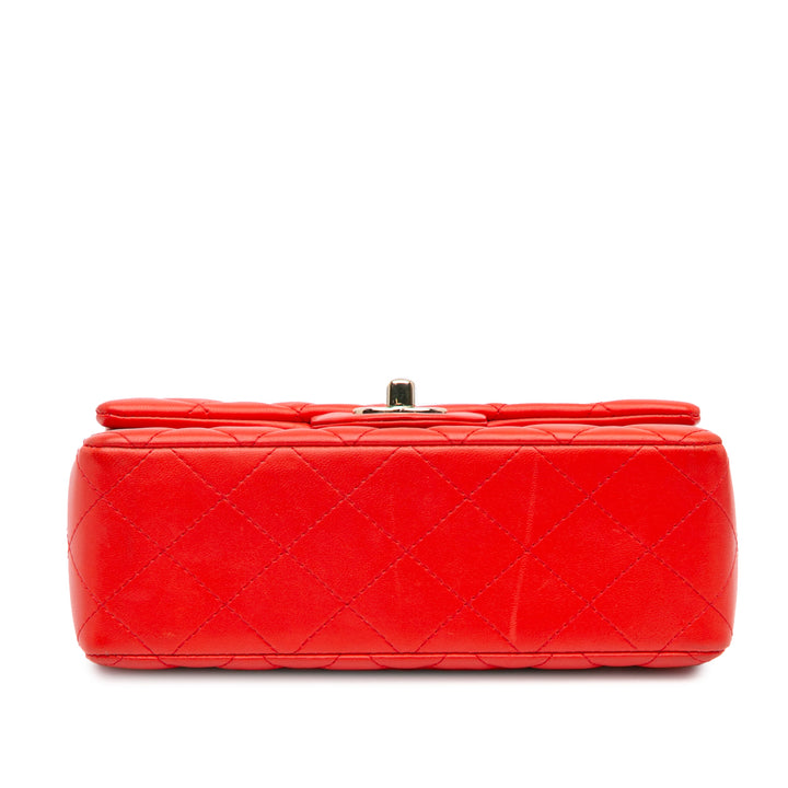 Mini Rectangular Classic Lambskin Single Flap Red - Gaby Paris