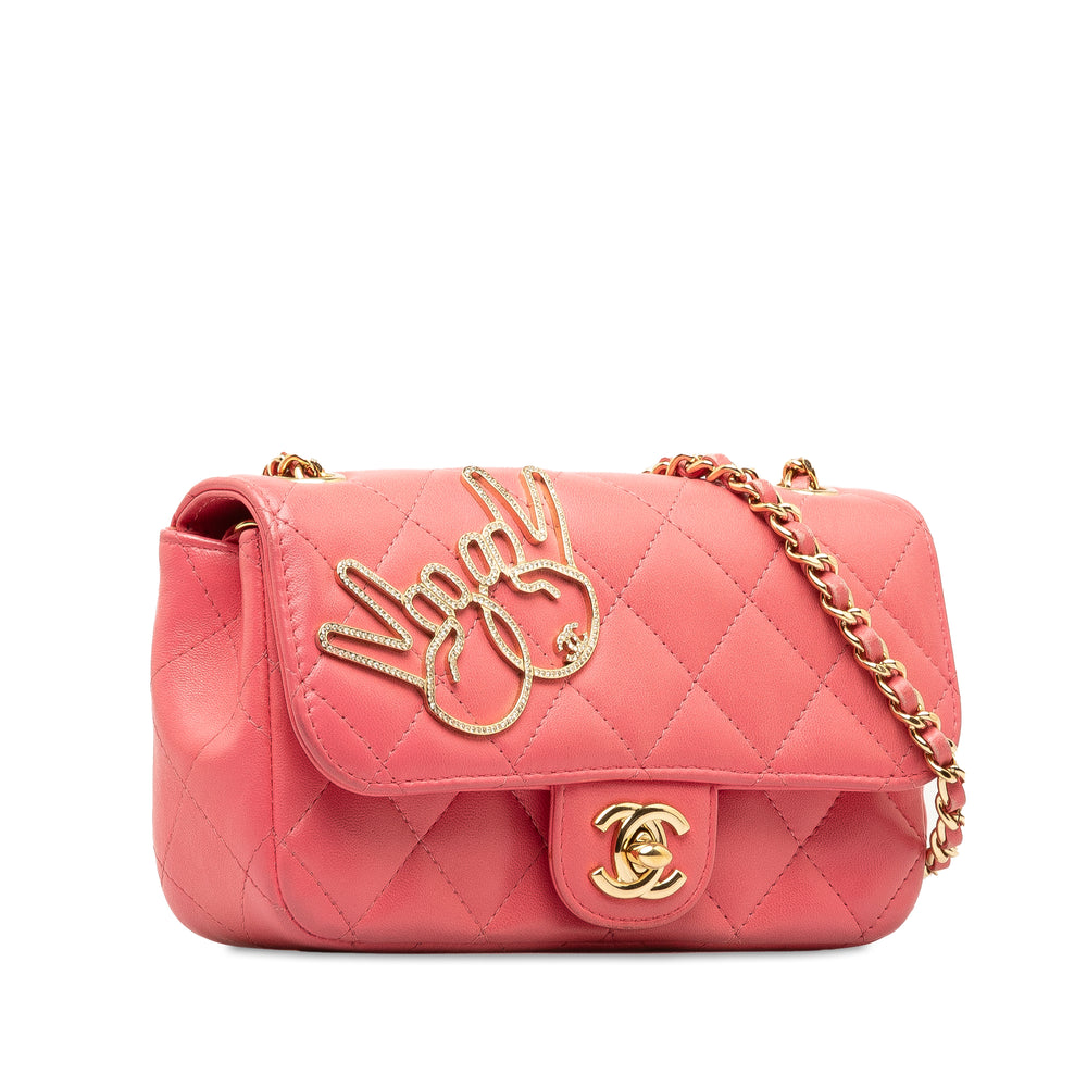 Extra Mini Lambskin V for Victory Flap Pink - Gaby Paris