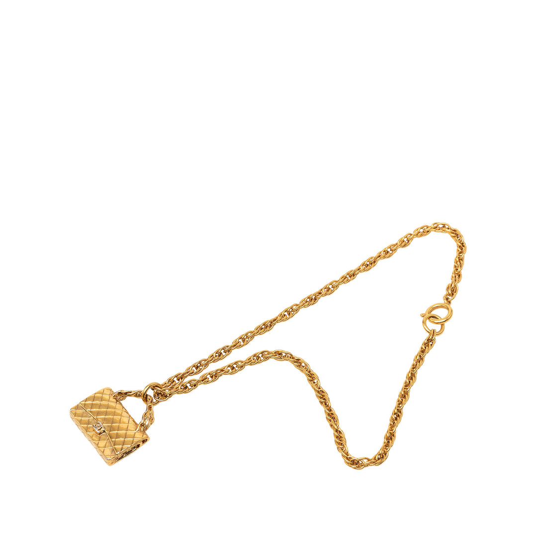 Chanel CC plaqué Classic à rabat Sac Pendant Collier Métal