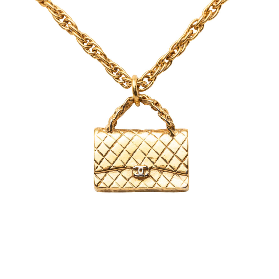 Chanel CC plaqué Classic à rabat Sac Pendant Collier Métal