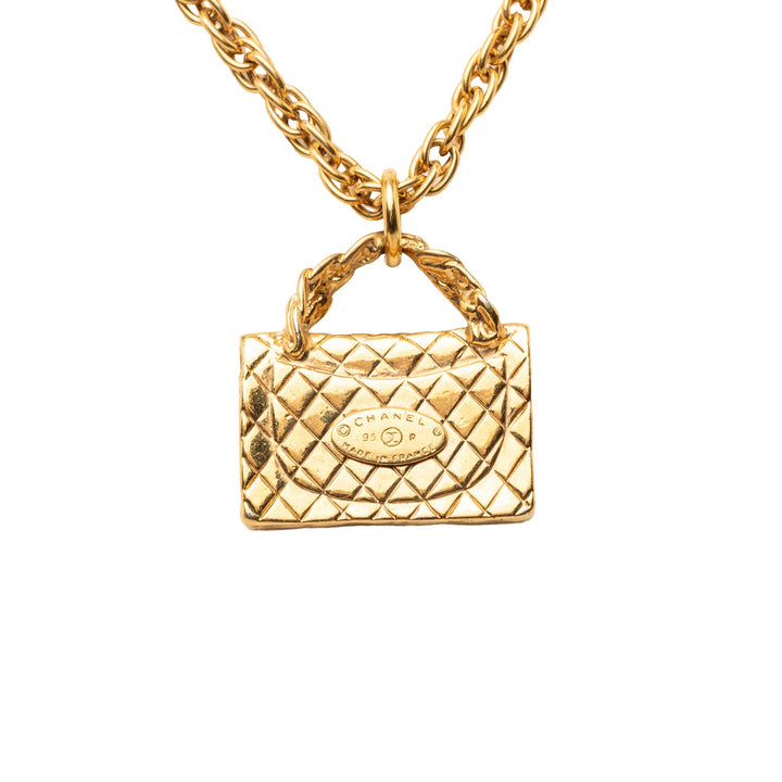 Chanel CC plaqué Classic à rabat Sac Pendant Collier Métal