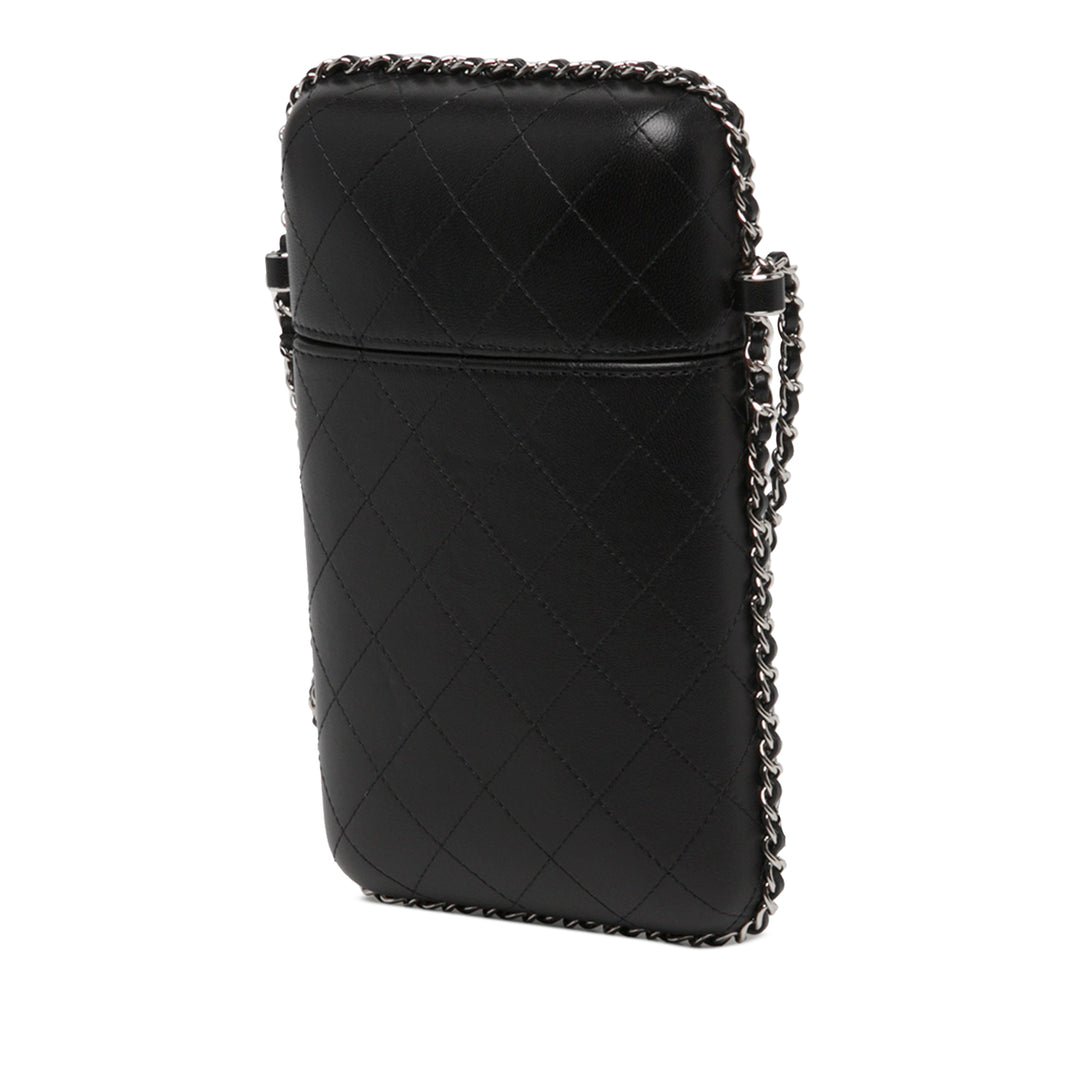 Chanel Étui téléphone CC Matelassé rond à chaîne Cuir d'agneau Noir – vue 2 – GABY PARIS