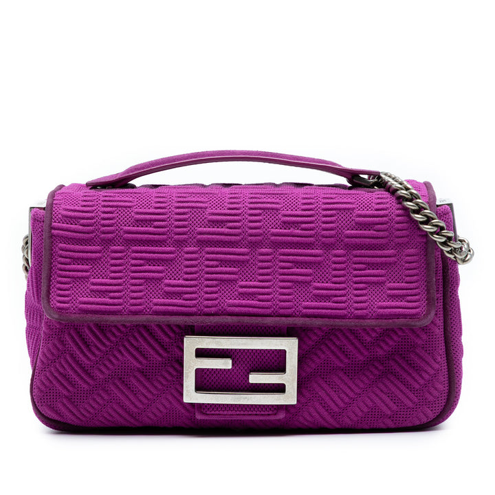 Fendi Zucca embossé Technical Fabric Chain Midi Baguette