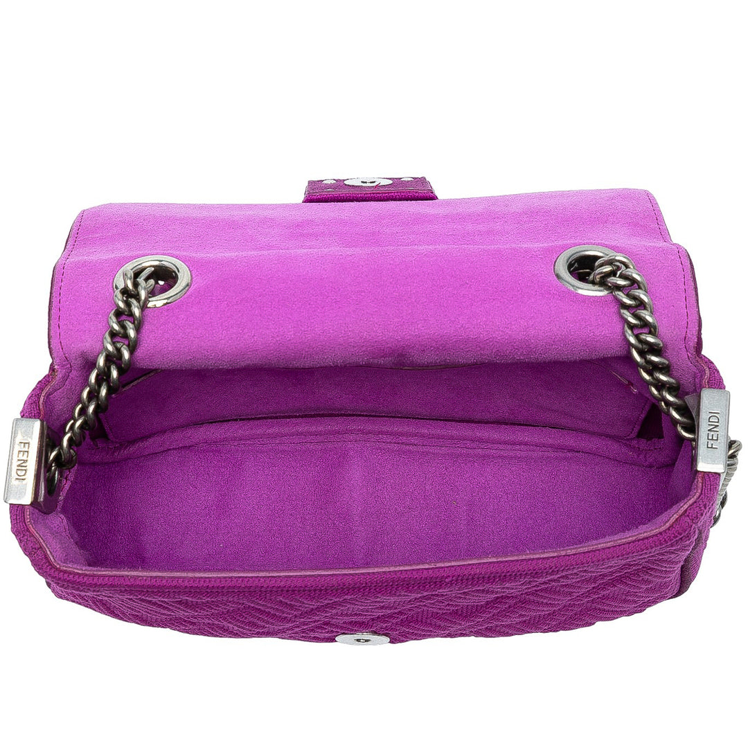 Fendi Zucca embossé Technical Fabric Chain Midi Baguette
