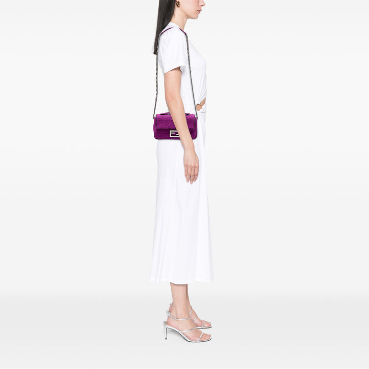 Fendi Zucca embossé Technical Fabric Chain Midi Baguette