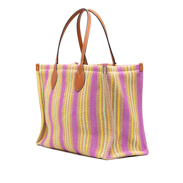 Jute brodé Logo Cabas Moyen Matière naturelle Violet