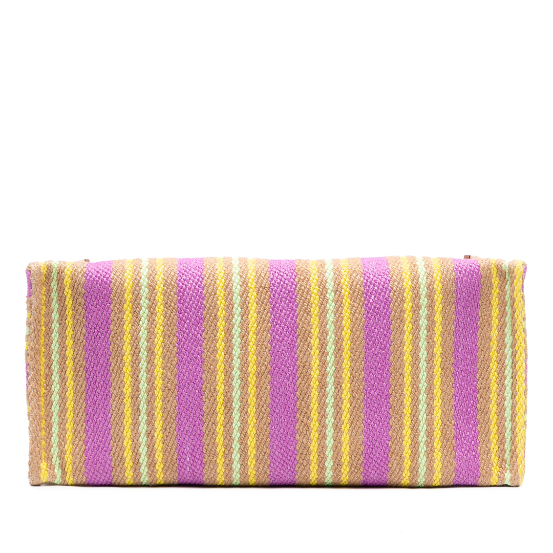 Jute brodé Logo Cabas Moyen Matière naturelle Violet