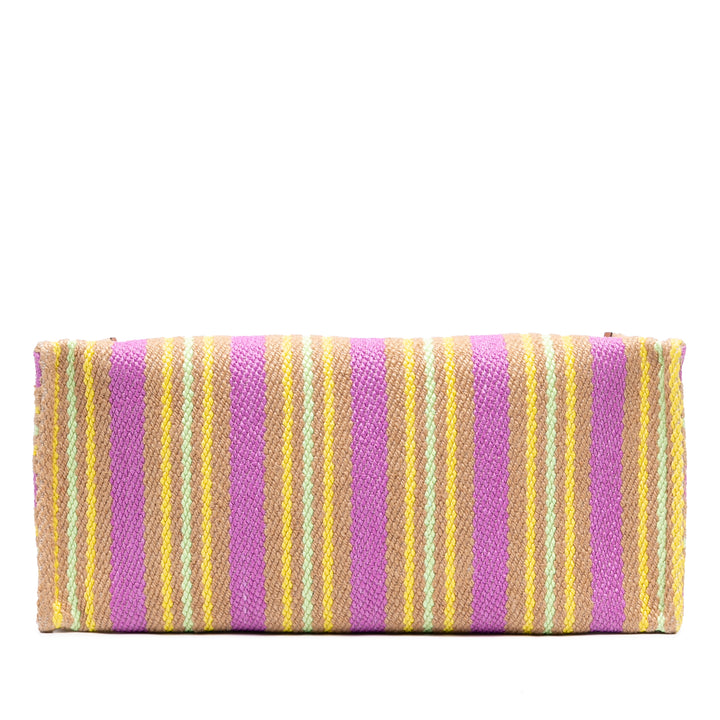 Jute brodé Logo Cabas Moyen Matière naturelle Violet