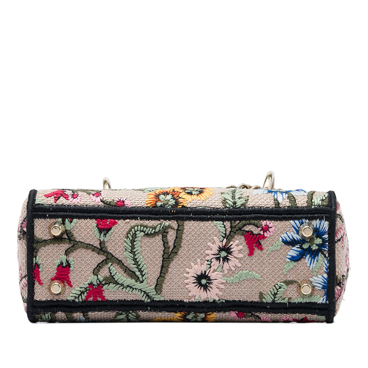 Dior Sac à main brodé Petites Fleurs De Jouy Lady D-Lite Mini Beige – vue 3 – GABY PARIS