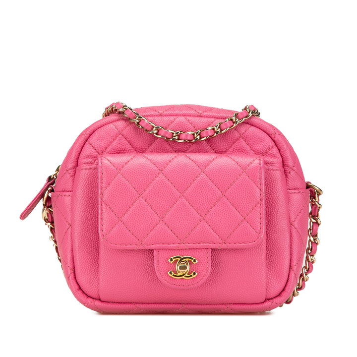 Chanel Matelassé CC Day Sac caméra Cuir caviar