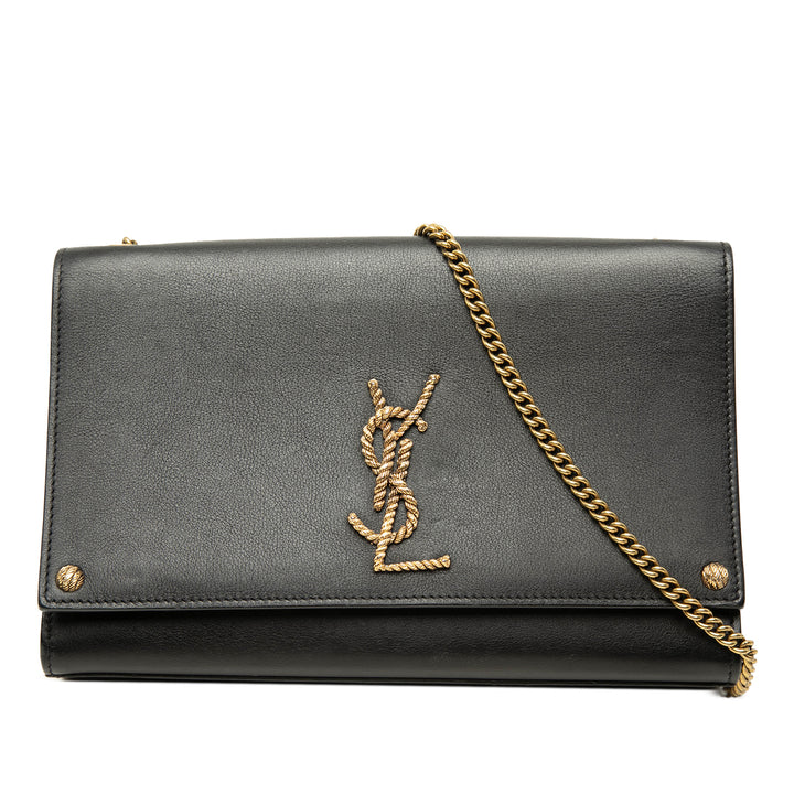 Braided Kate Sac Moyen Cuir de veau lisse Noir