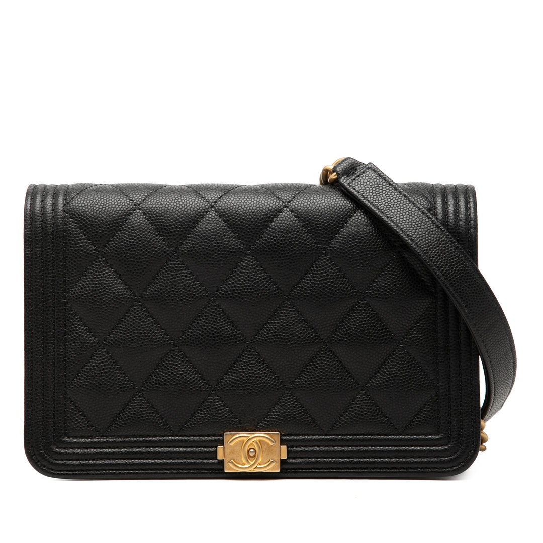Chanel Matelassé Boy Wallet on Chain Cuir caviar