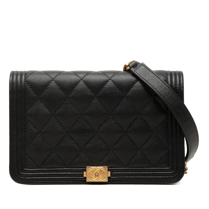 Chanel Matelassé Boy Wallet on Chain Cuir caviar