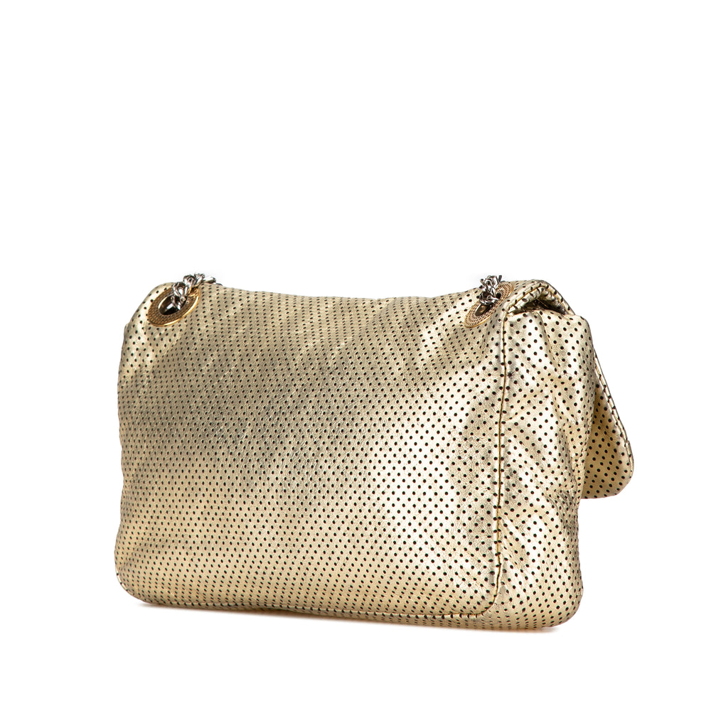 Medium Perforated Calfskin Reissue Drill Flap Gold - Gaby Paris