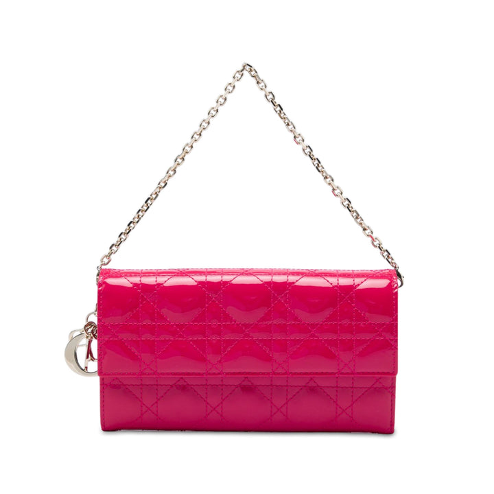 Dior Cannage Lady Dior Wallet on Chain Rose – vue principale – GABY PARIS