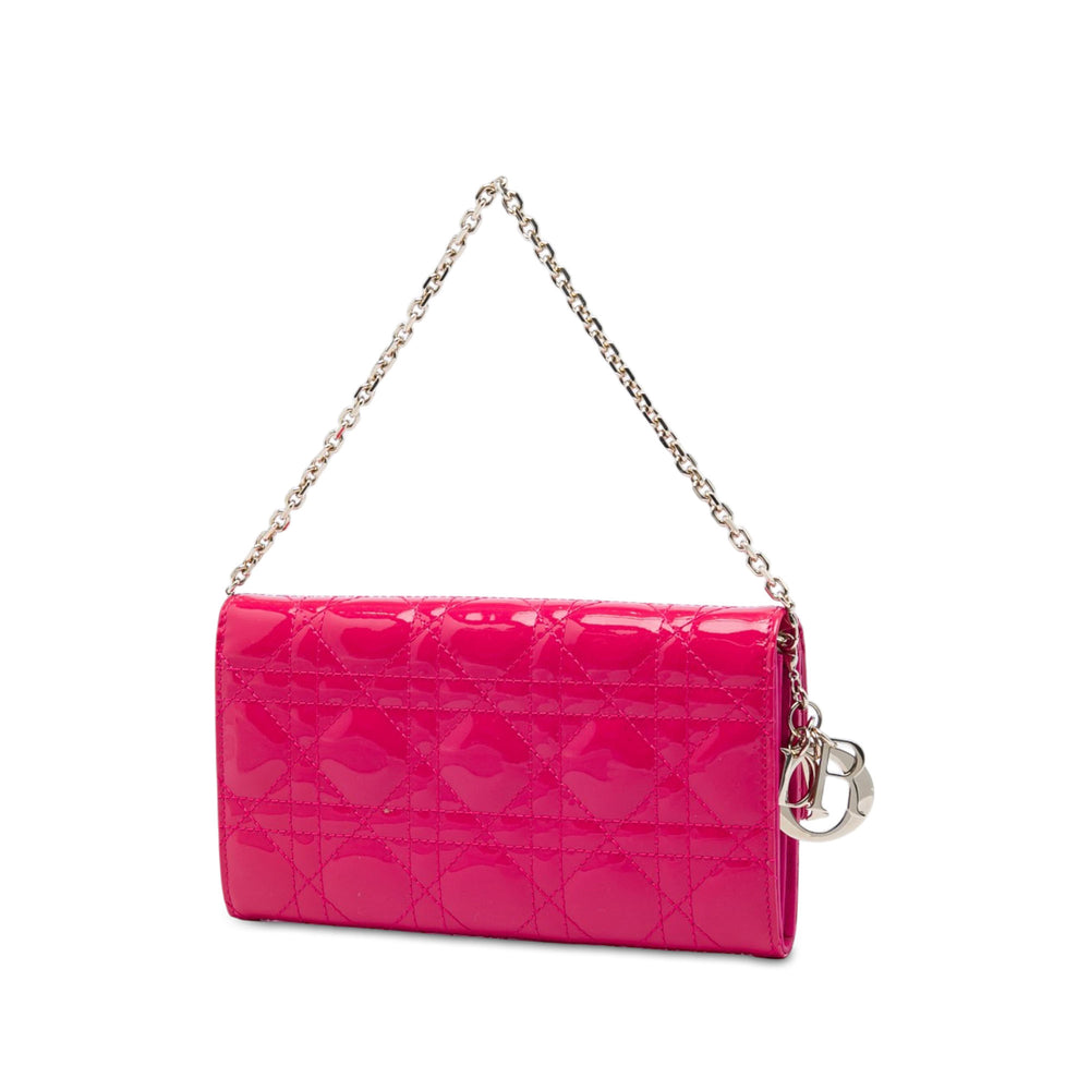 Dior Cannage Lady Dior Wallet on Chain Rose – vue 2 – GABY PARIS
