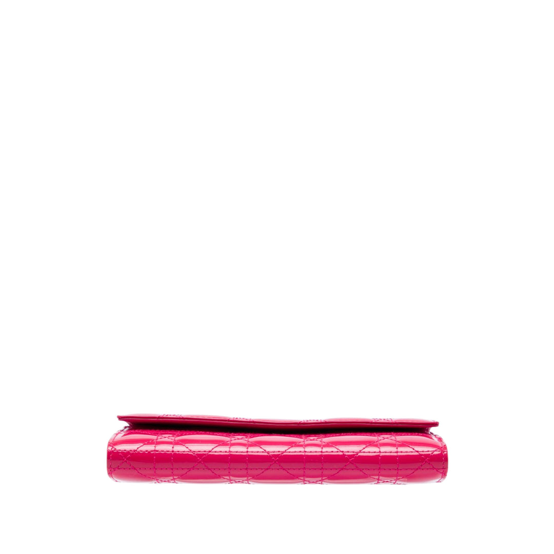 Dior Cannage Lady Dior Wallet on Chain Rose – vue 3 – GABY PARIS