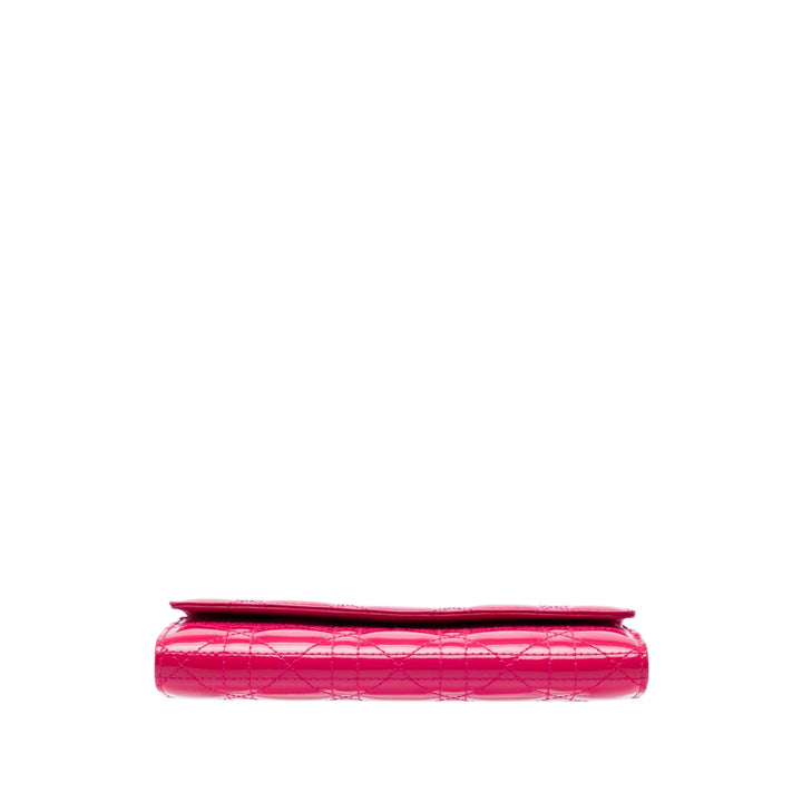 Dior Cannage Lady Dior Wallet on Chain Rose – vue 3 – GABY PARIS
