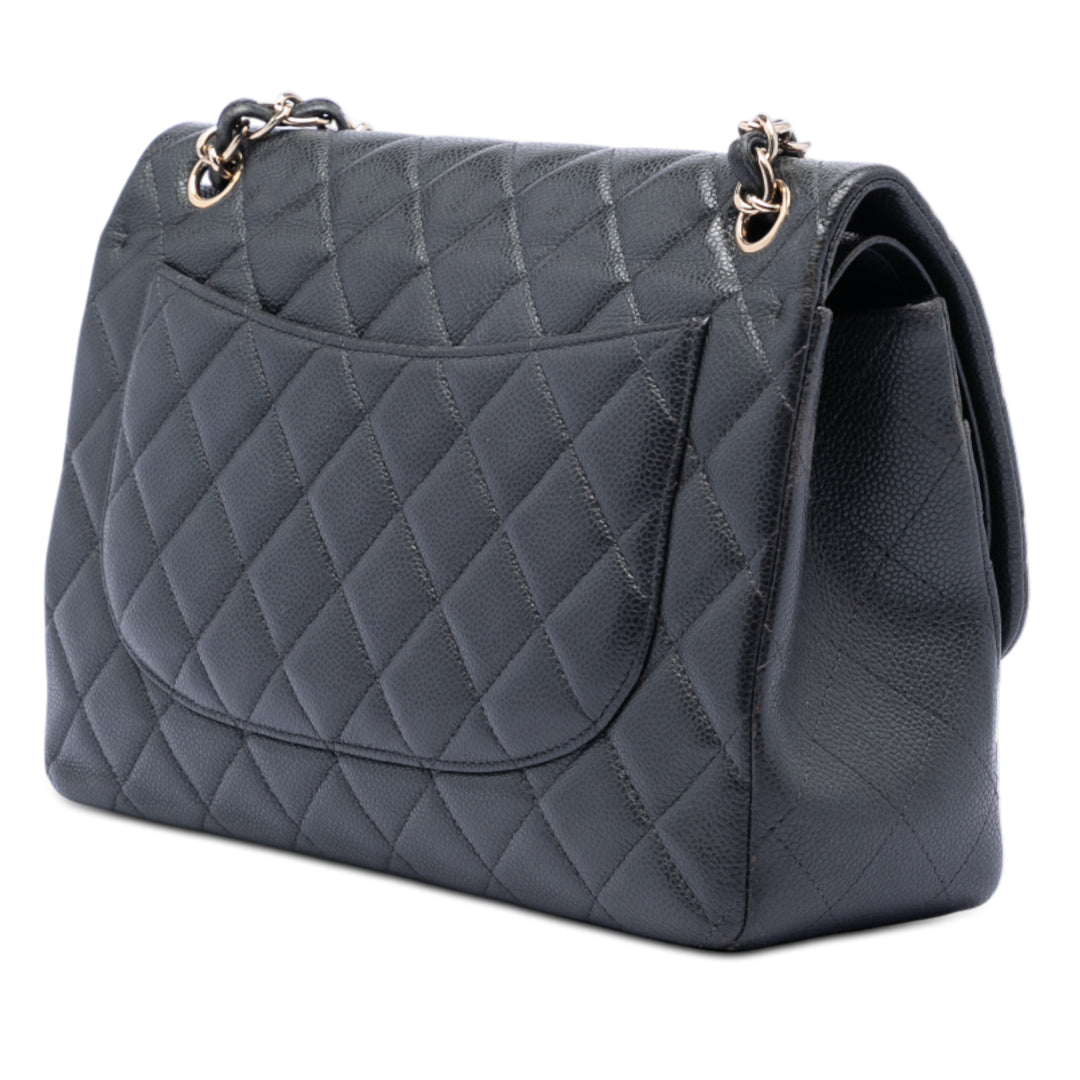Classic Double rabat Jumbo Cuir caviar Noir