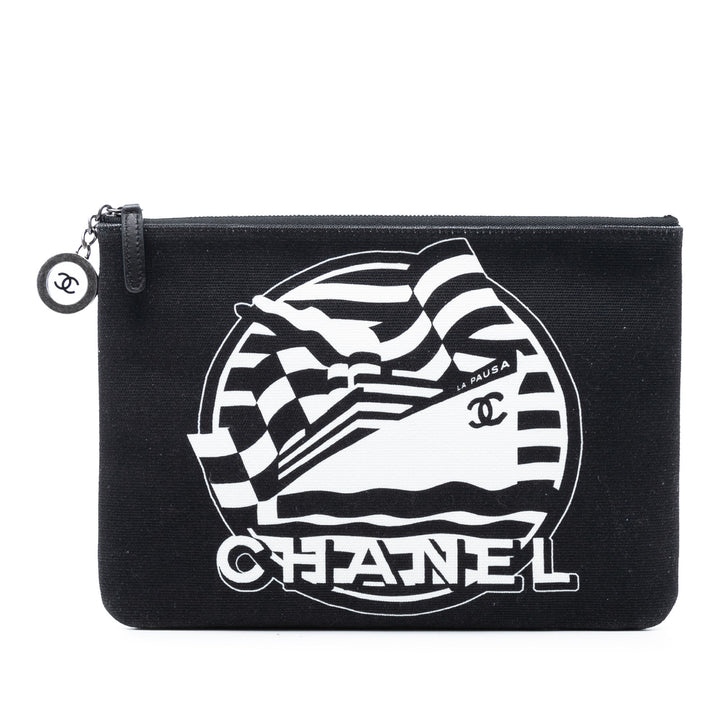 Chanel Medium Toile La Pausa Zip O Étui Pochette