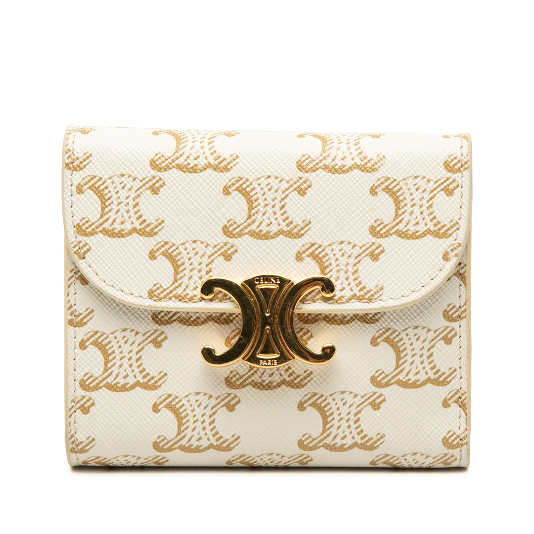 Celine Triomphe Coated Toile Triomphe Trifold Portefeuille