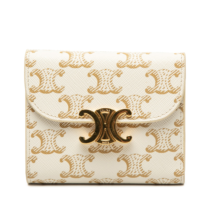 Celine Triomphe Coated Toile Triomphe Trifold Portefeuille