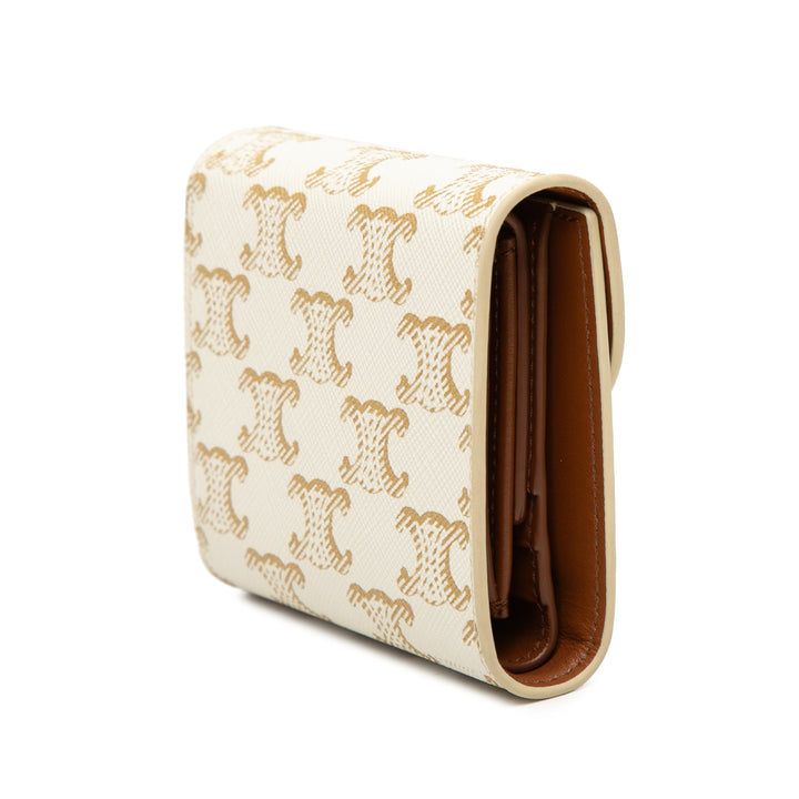 Celine Triomphe Coated Toile Triomphe Trifold Portefeuille