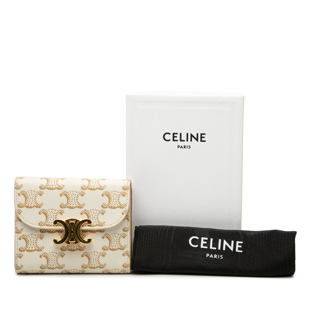 Celine Triomphe Coated Toile Triomphe Trifold Portefeuille