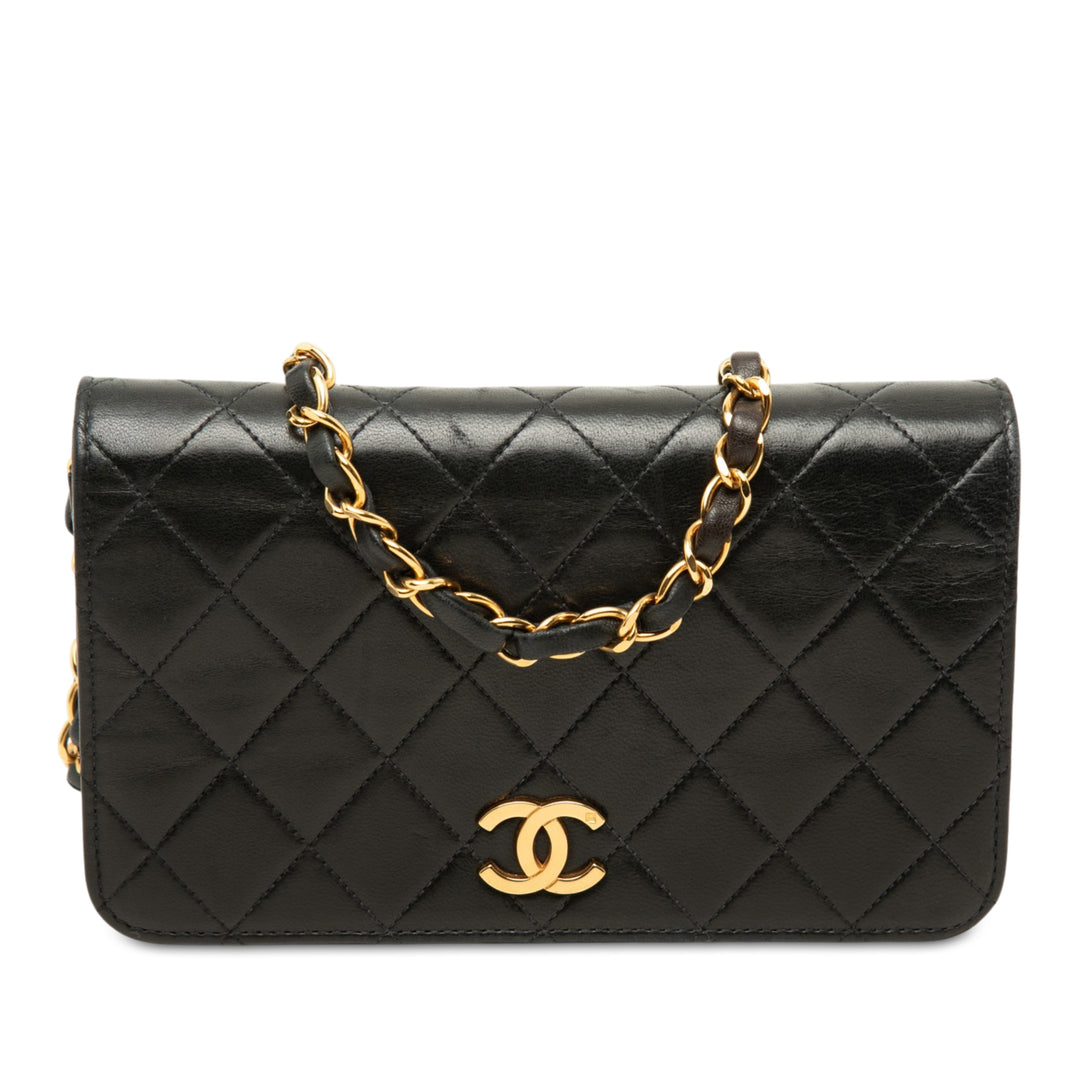 Chanel CC Matelassé Rabat intégral Mini Cuir d'agneau Noir – vue principale – GABY PARIS
