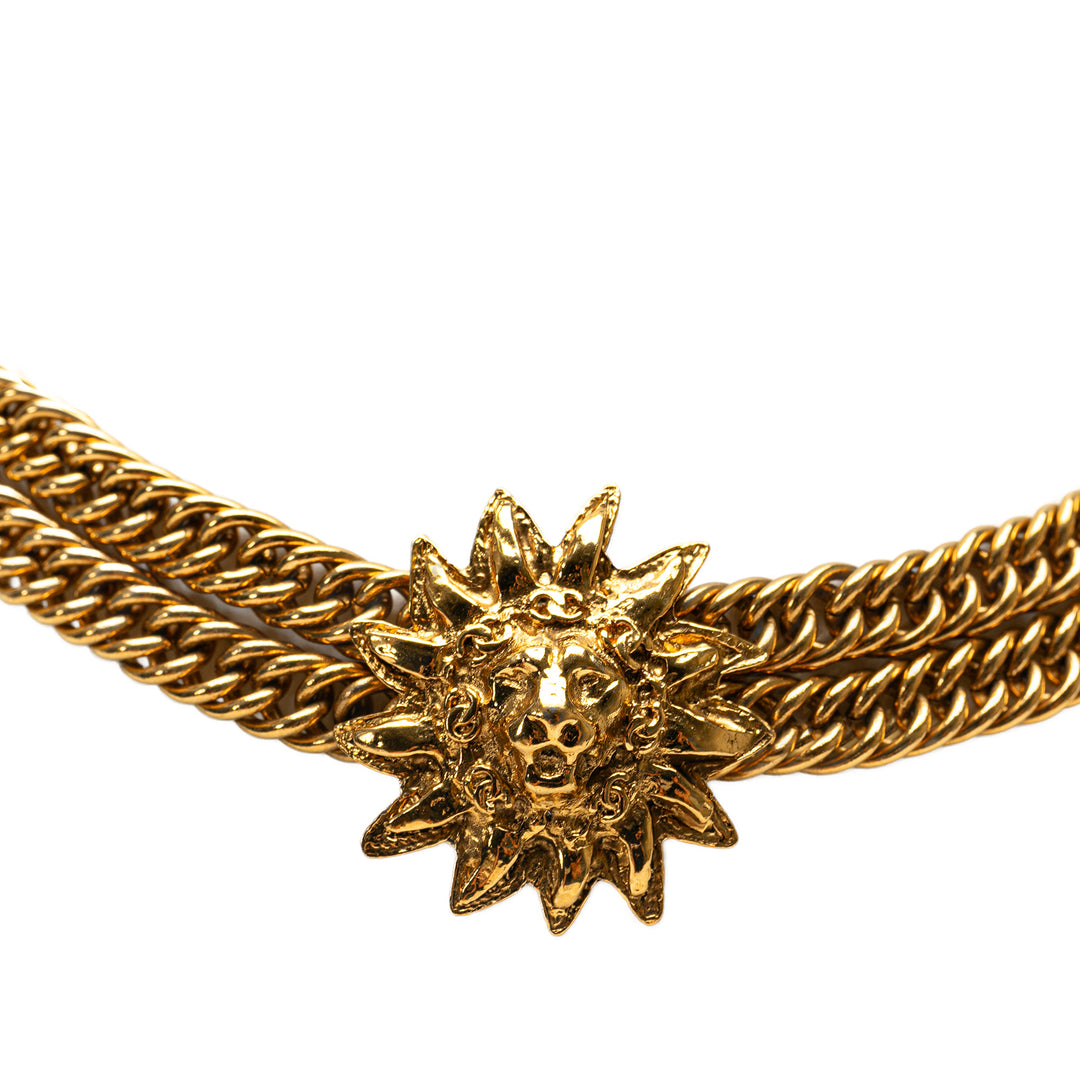 Gold Plated Lion Head Choker Necklace Gold - Gaby Paris