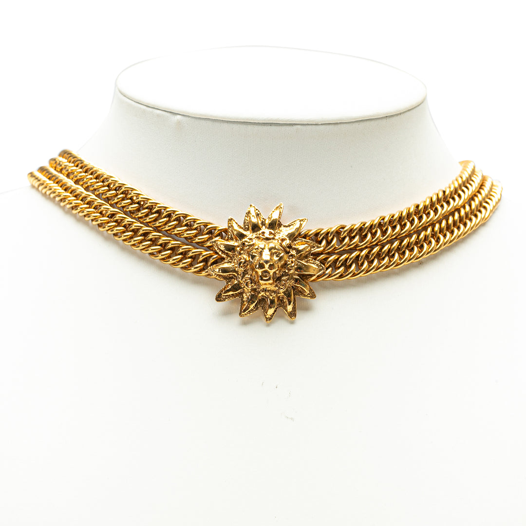 Gold Plated Lion Head Choker Necklace Gold - Gaby Paris