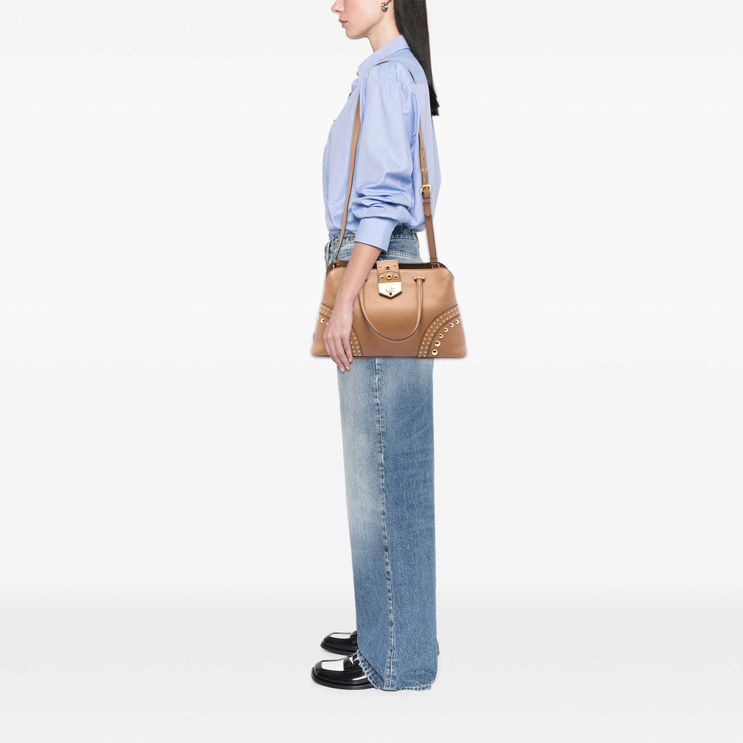 Prada clouté Saffiano Cuir Promenade Sac