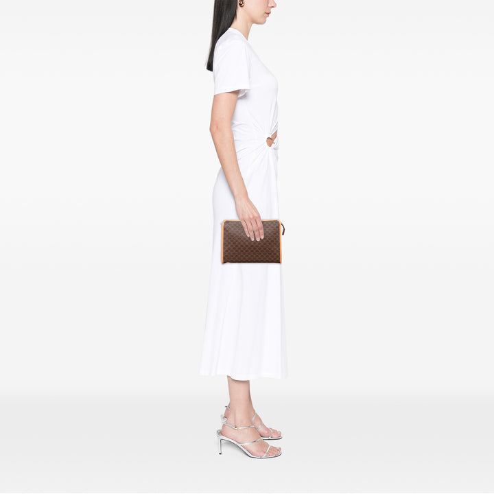 Macadam Coated Canvas Clutch Brown - Gaby Paris