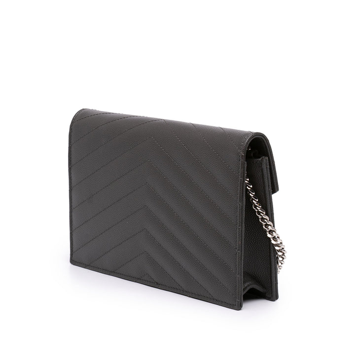 Saint Laurent Grain De Poudre Chevron Cassandre Envelope Chain Portefeuille