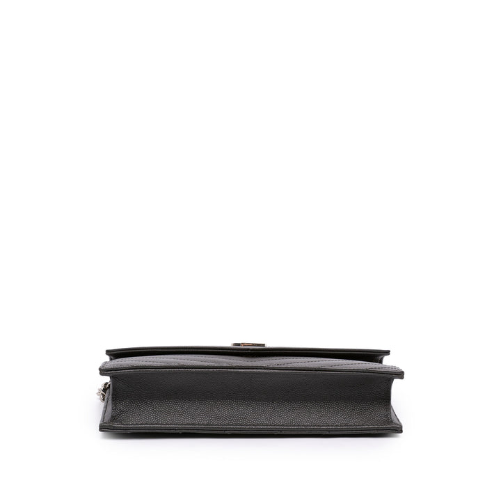 Saint Laurent Grain De Poudre Chevron Cassandre Envelope Chain Portefeuille