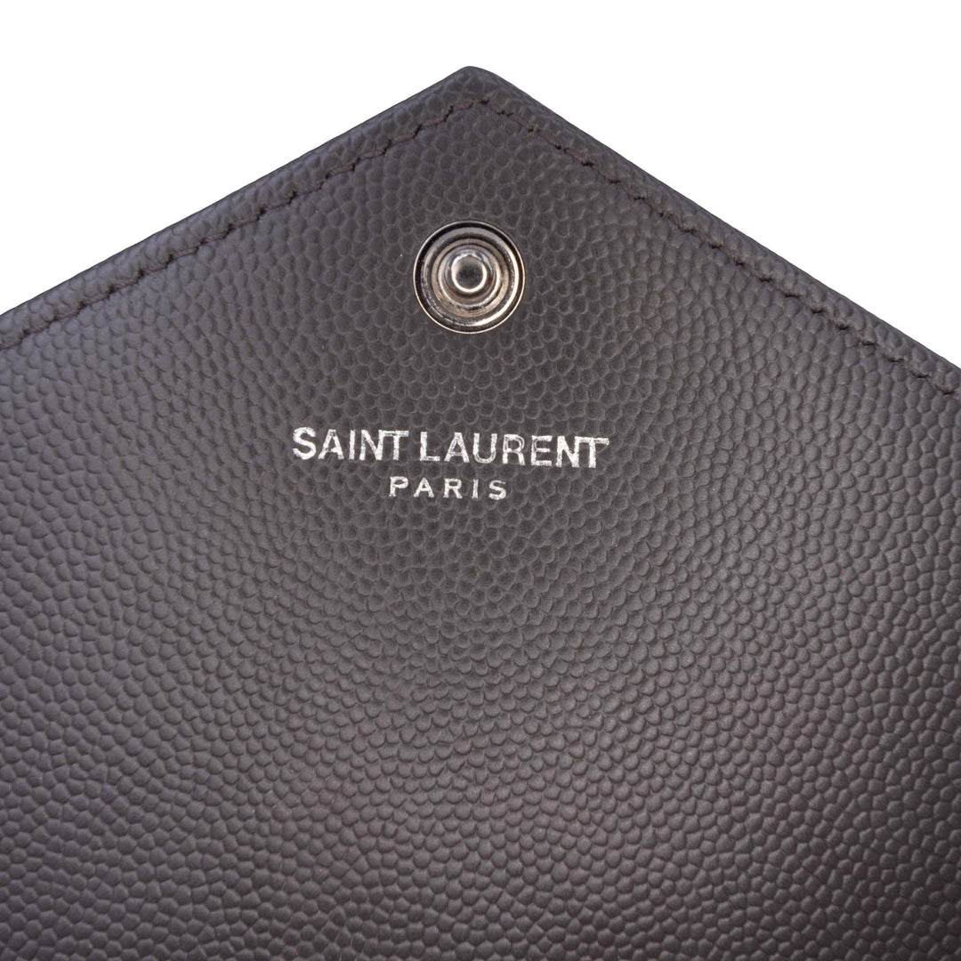 Saint Laurent Grain De Poudre Chevron Cassandre Envelope Chain Portefeuille