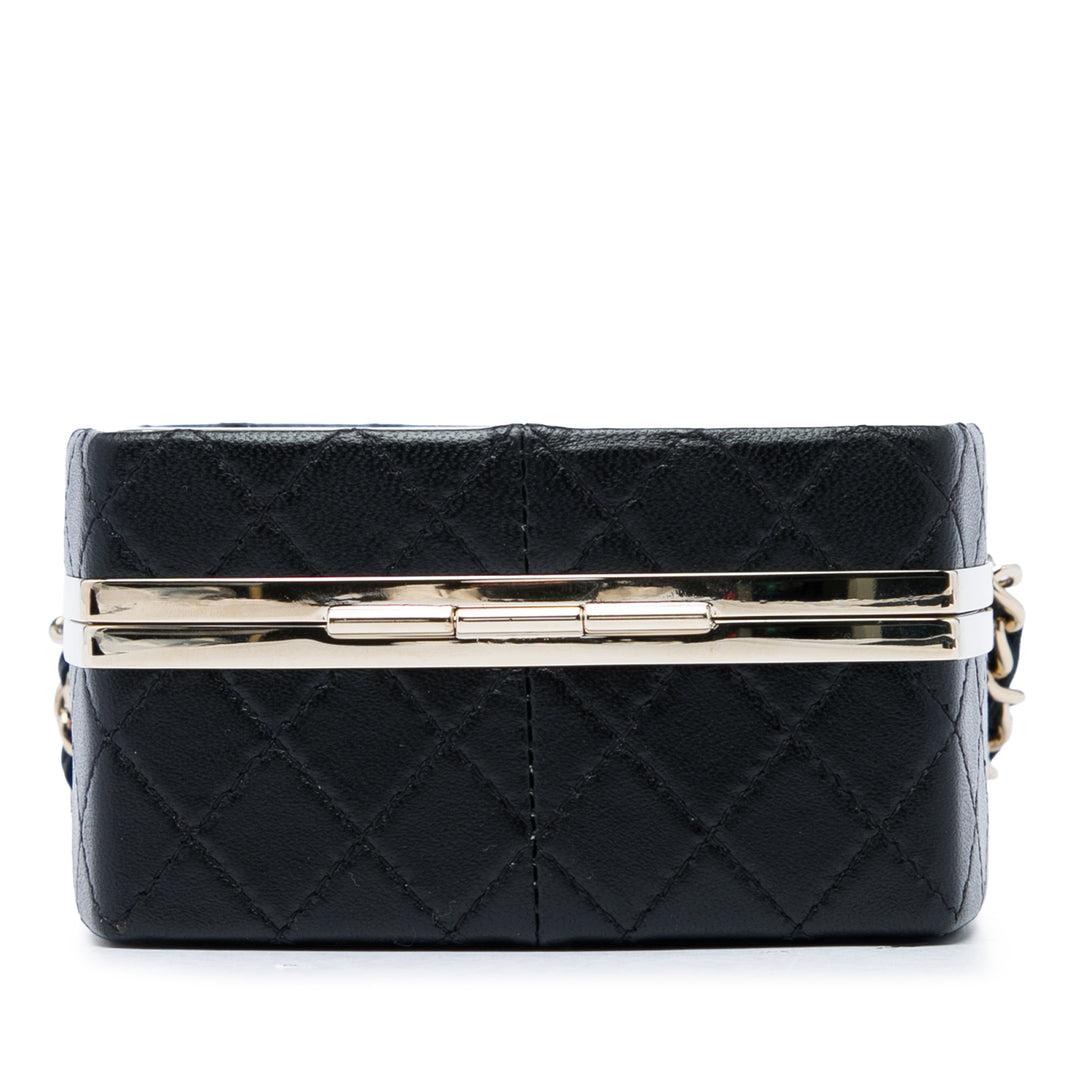 Chanel Pochette Matelassé Make Up Boîte avec chaîne Cuir d'agneau Noir – vue 3 – GABY PARIS