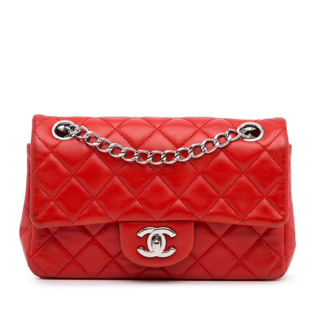 New Mini Classic Lambskin Single Flap Red - Gaby Paris