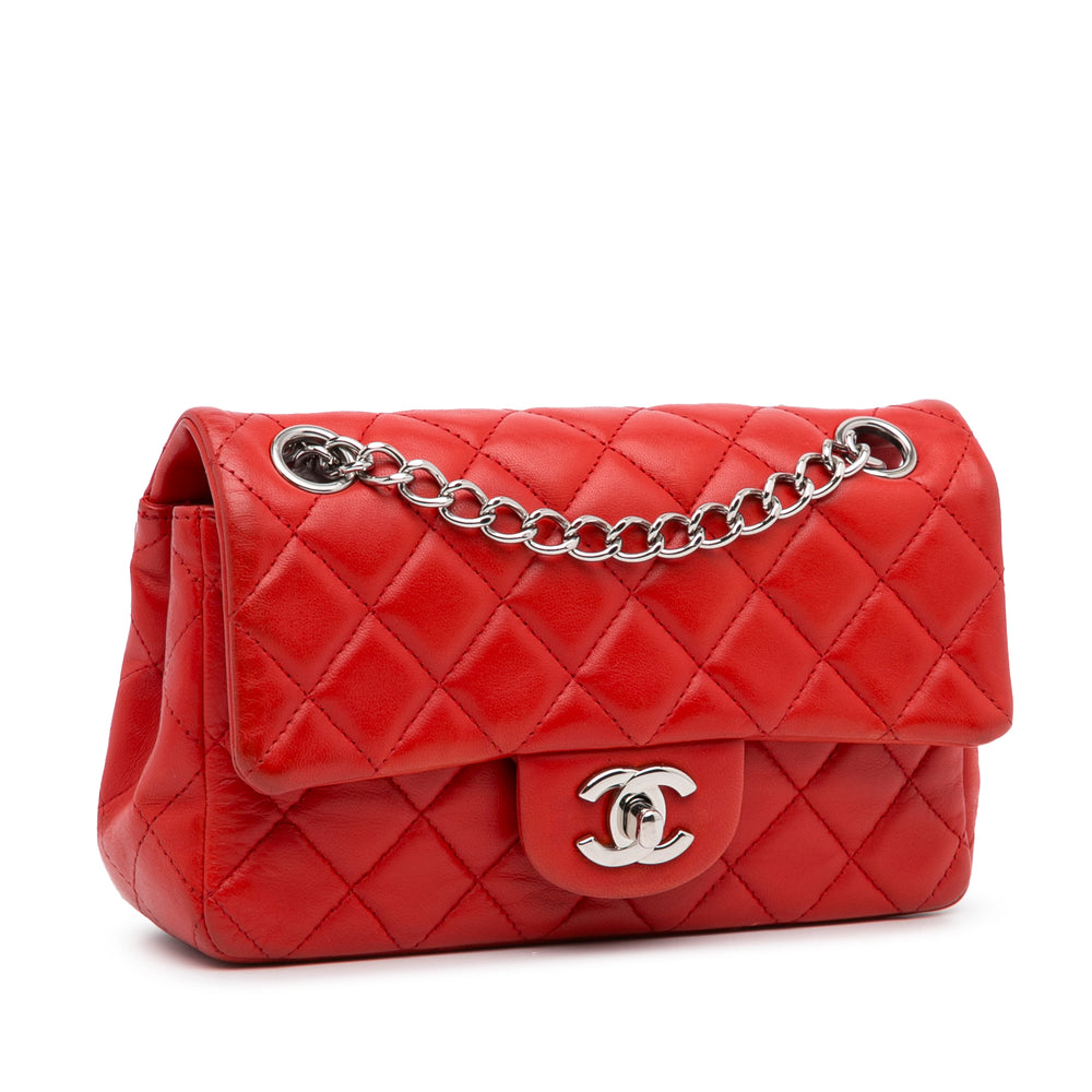 New Mini Classic Lambskin Single Flap Red - Gaby Paris