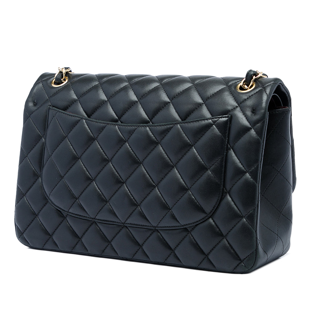 Chanel Sac porté épaule Classic Double rabat Jumbo Cuir d'agneau Noir – vue 2 – GABY PARIS