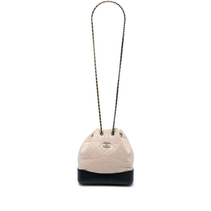Chanel Sac à dos Bicolore Matelassé vieilli Gabrielle Petit Cuir de veau Noir – vue 5 – GABY PARIS