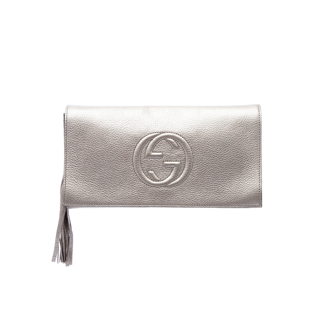 Gucci Pochette Métallisé Soho Disco Cuir de veau Doré – vue principale – GABY PARIS