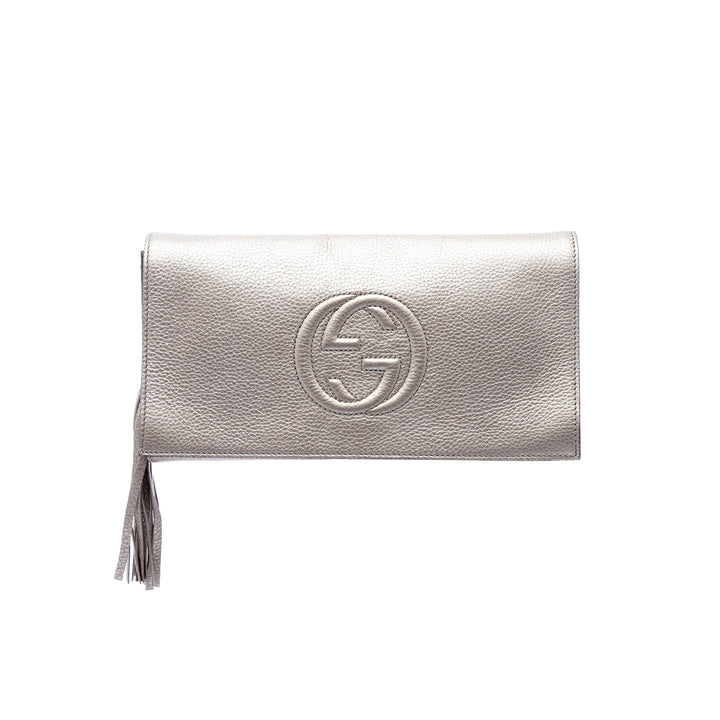 Gucci Pochette Métallisé Soho Disco Cuir de veau Doré – vue principale – GABY PARIS