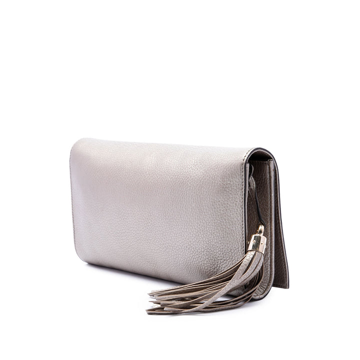 Gucci Pochette Métallisé Soho Disco Cuir de veau Doré – vue 2 – GABY PARIS