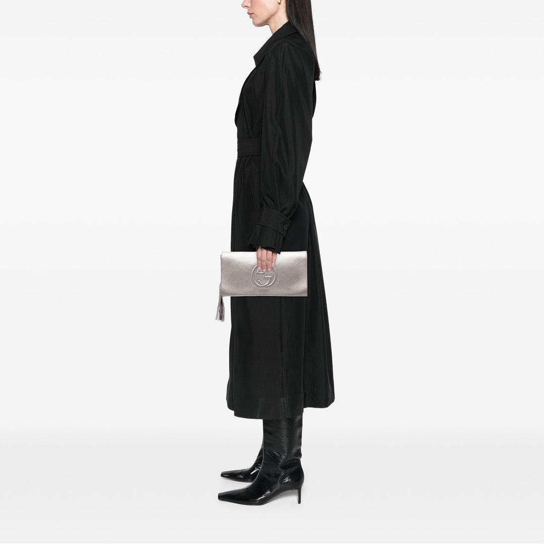 Gucci Pochette Métallisé Soho Disco Cuir de veau Doré – vue 6 – GABY PARIS