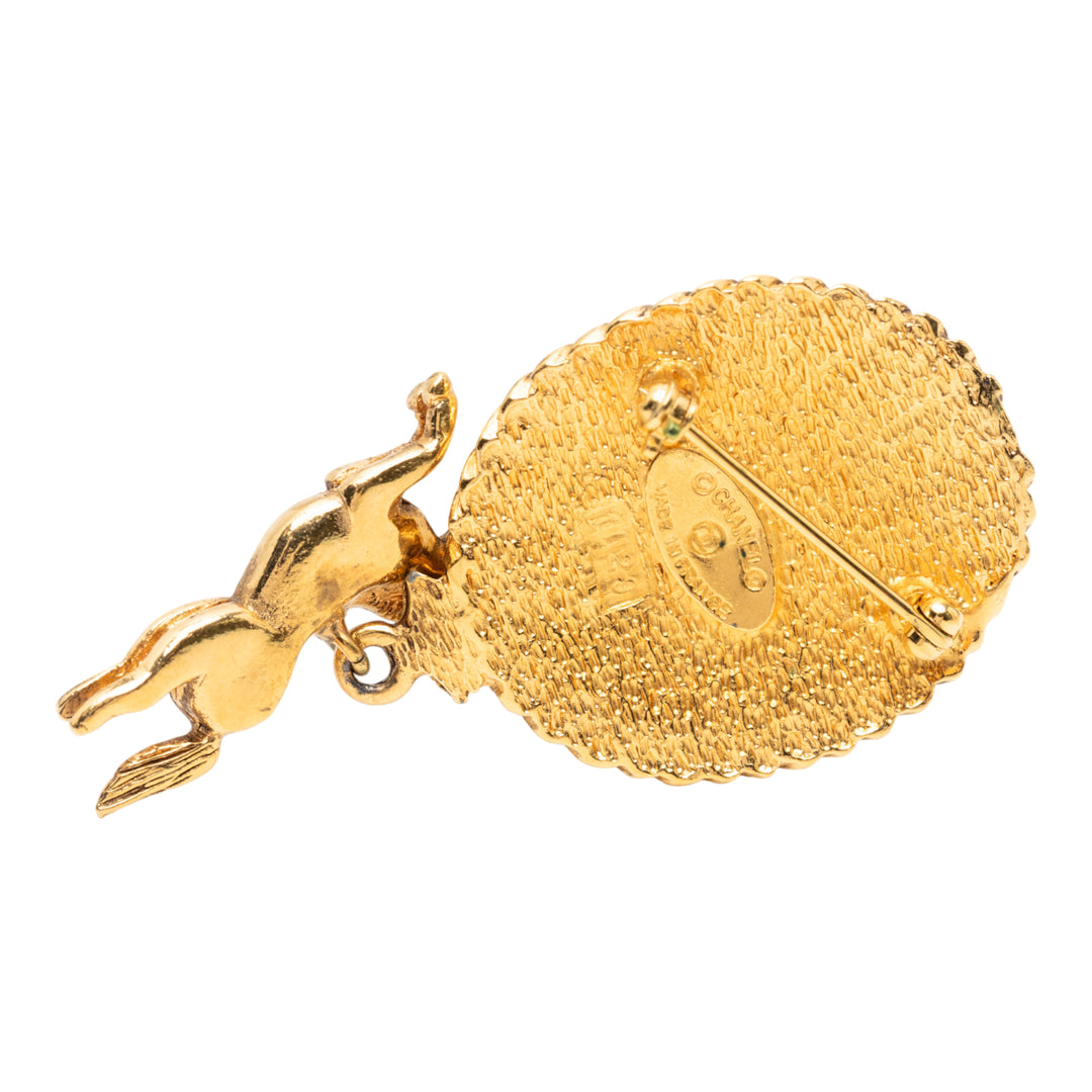 Chanel CC plaqué Medallion Horse Charm Broche