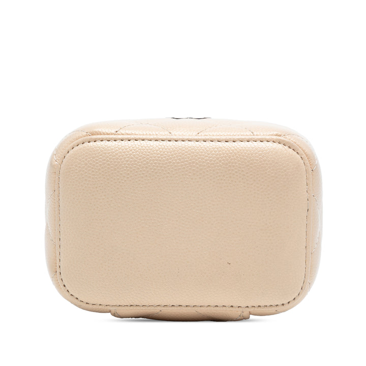 Chanel Matelassé Irisé Perle On Top Vanity avec chaîne Mini Cuir caviar Marron – vue 3 – GABY PARIS
